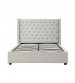 Veronica Winged Grey Linen Fabric Seam Grid Pattern Gas Lift Metal Bed Frame in Multiple Sizes